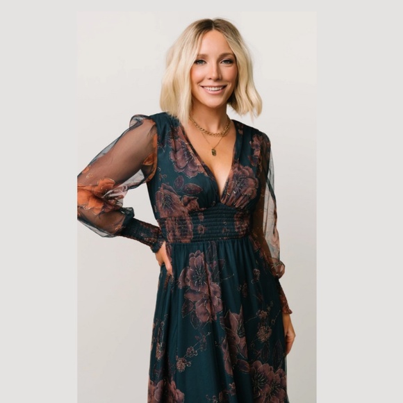 Baltic Born Layla Tulle Maxi Dress Copper & Blue Metallic Small - Picture 2 of 5